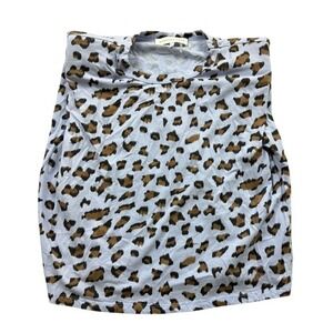 Endless Rose XS Animal Print Top Brown Spots Light Blue‎ Casual